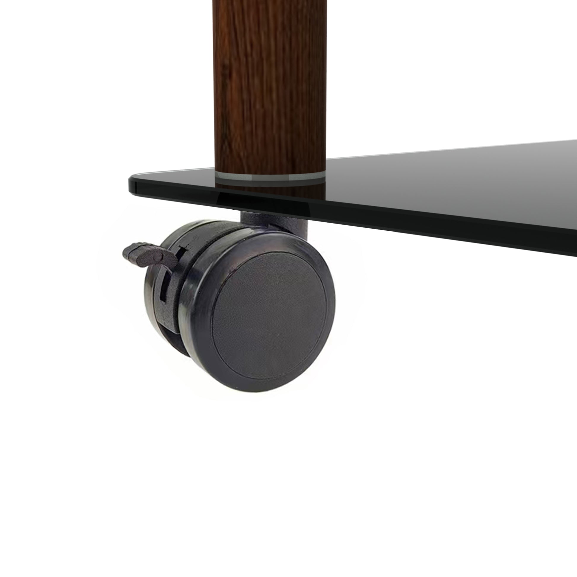 1 Piece Black Walnut Side Table2 Tier Space End Table ,Modern Night Stand, Sofa Table, Side Table With Storage Shelve Black Glass