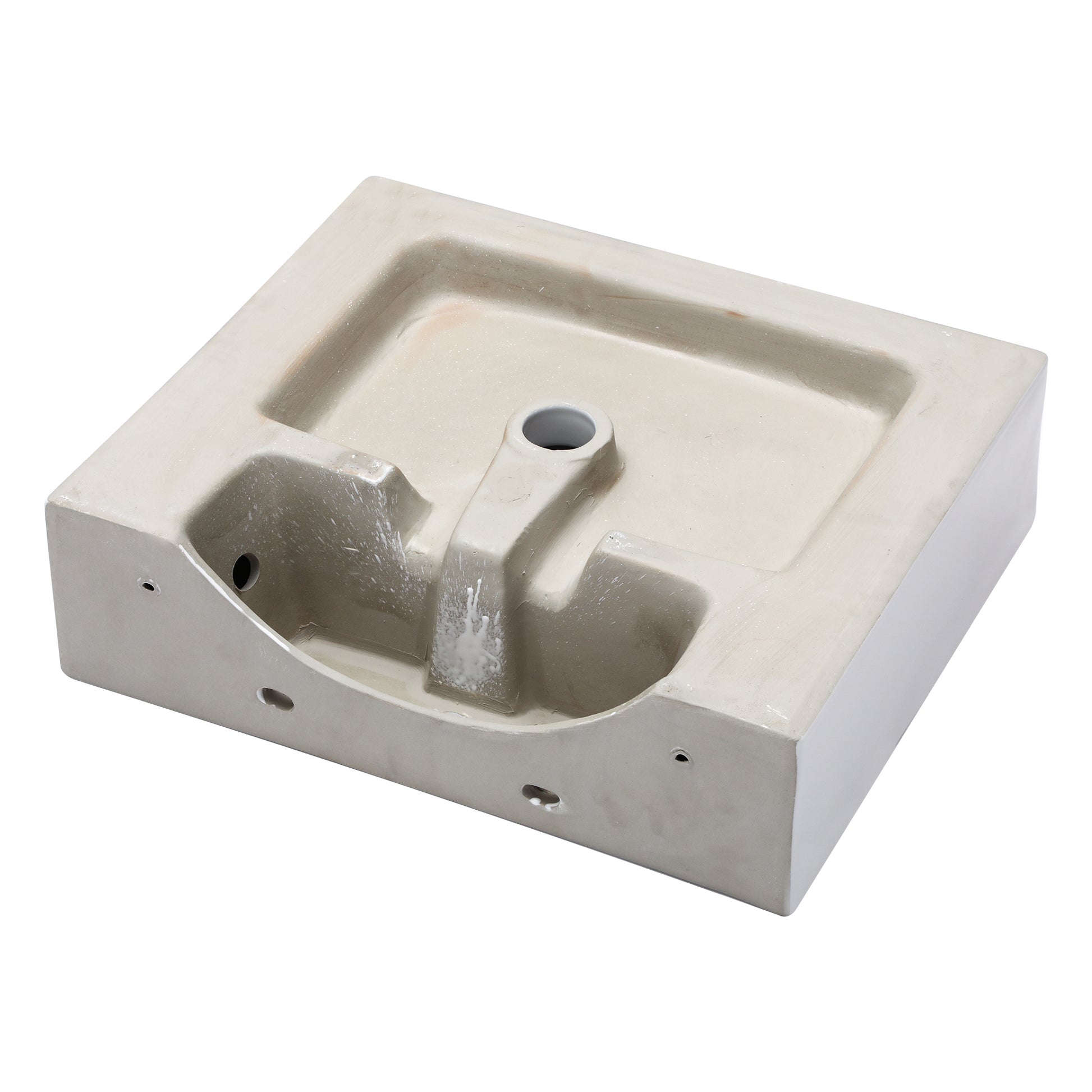 21"X16" White Ceramic Rectangular Wall Mounted Bathroom Sink With Faucet Hole And Overflow White Ceramic