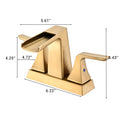 Two Handle 4 Inch Centerset Waterfall Bathroom Sink Faucet, Brushed Golden Brushed Gold Brass