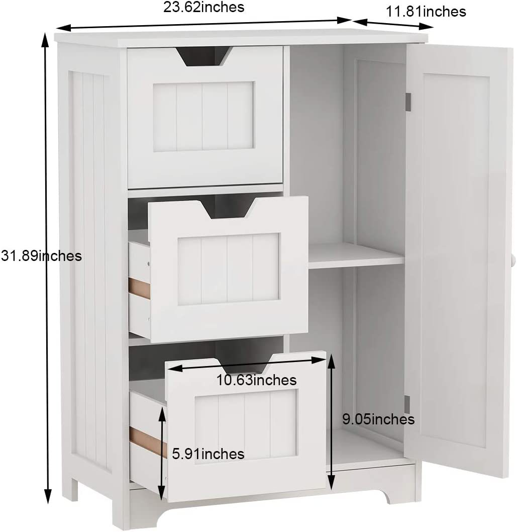 White Freestanding Storage Cabinet For Bathroom