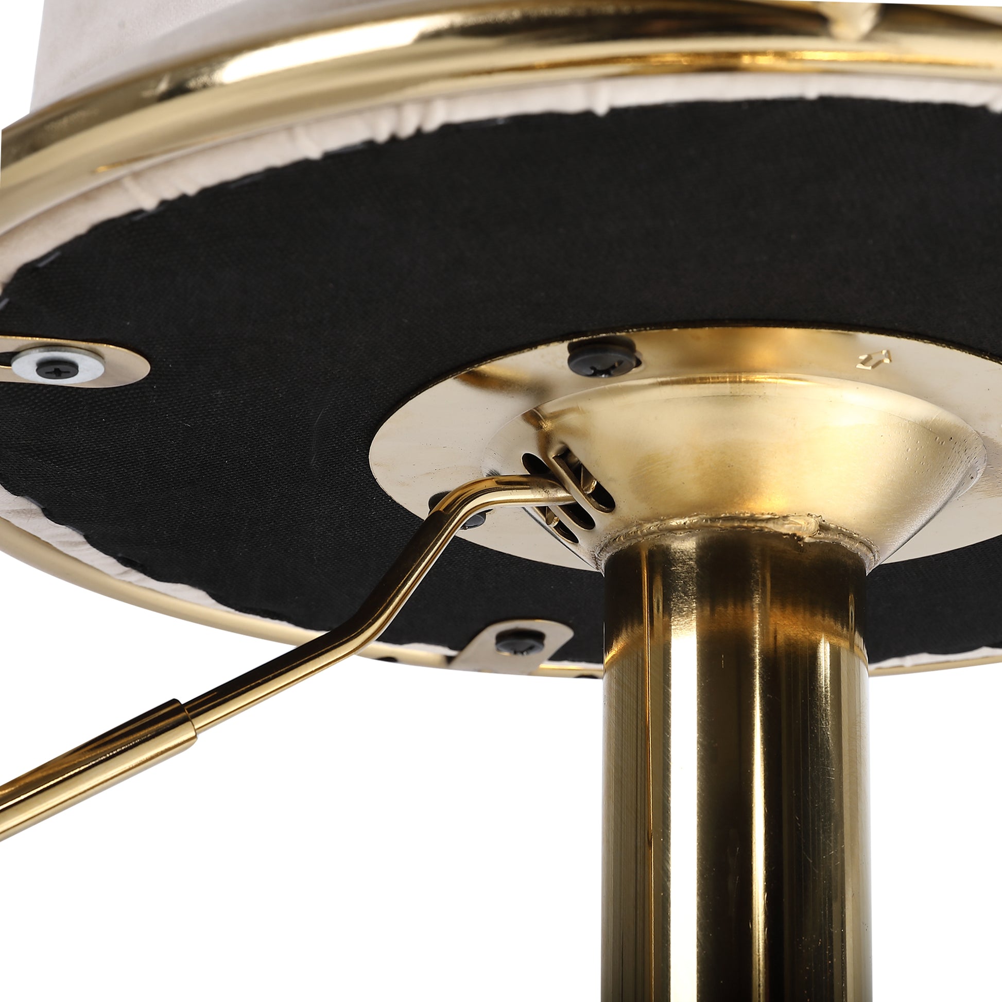 Off White Velvet Bar Chair, Pure Gold Plated, Unique Design,360 Degree Rotation, Adjustable Height,Suitable For Dinning Room And Bar,Set Of 2 Off White Velvet