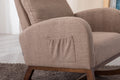 Coolmore Rocking Chair, Modern Glider Chair, Recliner Armchair With Wood Legs And Side Pocket, Nursery Rocking Accent Chair With High Back For Living Room Bedroom Camel Linen Camel Foam Solid Wood