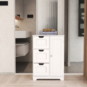 White Freestanding Storage Cabinet For Bathroom