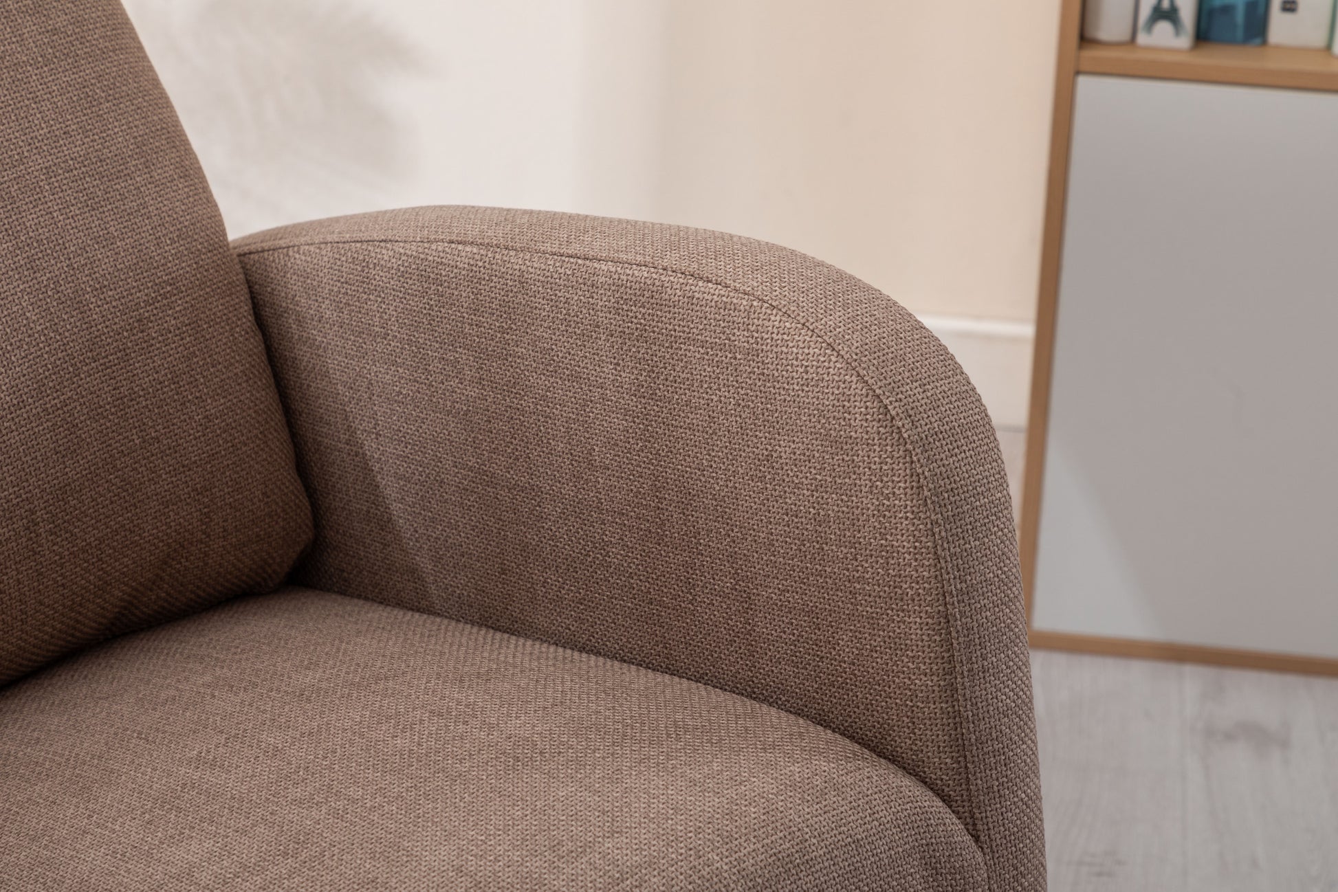 Coolmore Rocking Chair, Modern Glider Chair, Recliner Armchair With Wood Legs And Side Pocket, Nursery Rocking Accent Chair With High Back For Living Room Bedroom Camel Linen Camel Foam Solid Wood