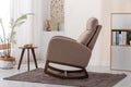 Coolmore Rocking Chair, Modern Glider Chair, Recliner Armchair With Wood Legs And Side Pocket, Nursery Rocking Accent Chair With High Back For Living Room Bedroom Camel Linen Camel Foam Solid Wood