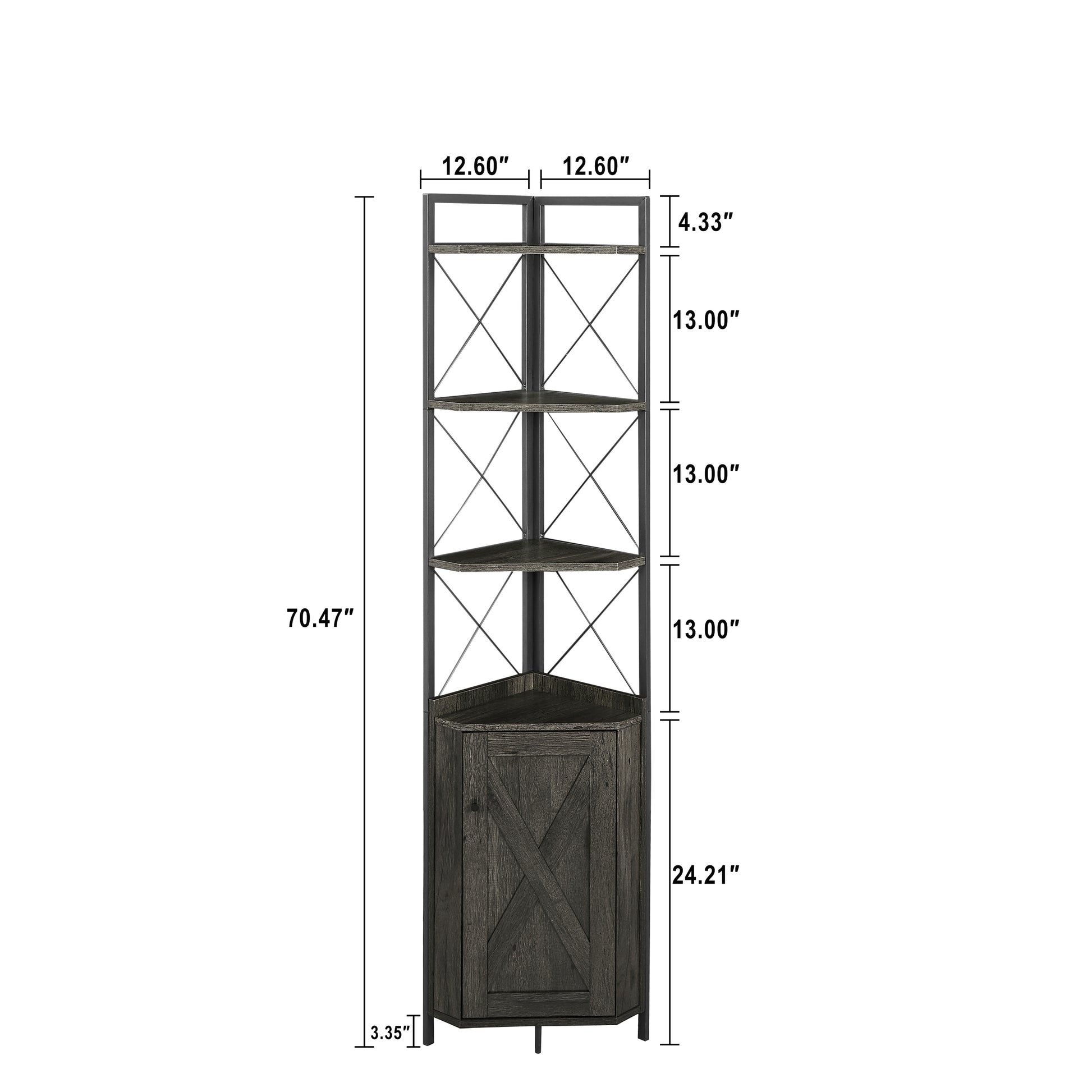 Corner Shelf 5 Tier With Storage Corner Cabinet -