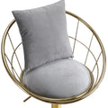 Grey Velvet Bar Chair, Pure Gold Plated, Unique Design,360 Degree Rotation, Adjustable Height,Suitable For Dinning Room And Bar,Set Of 2 Grey Velvet