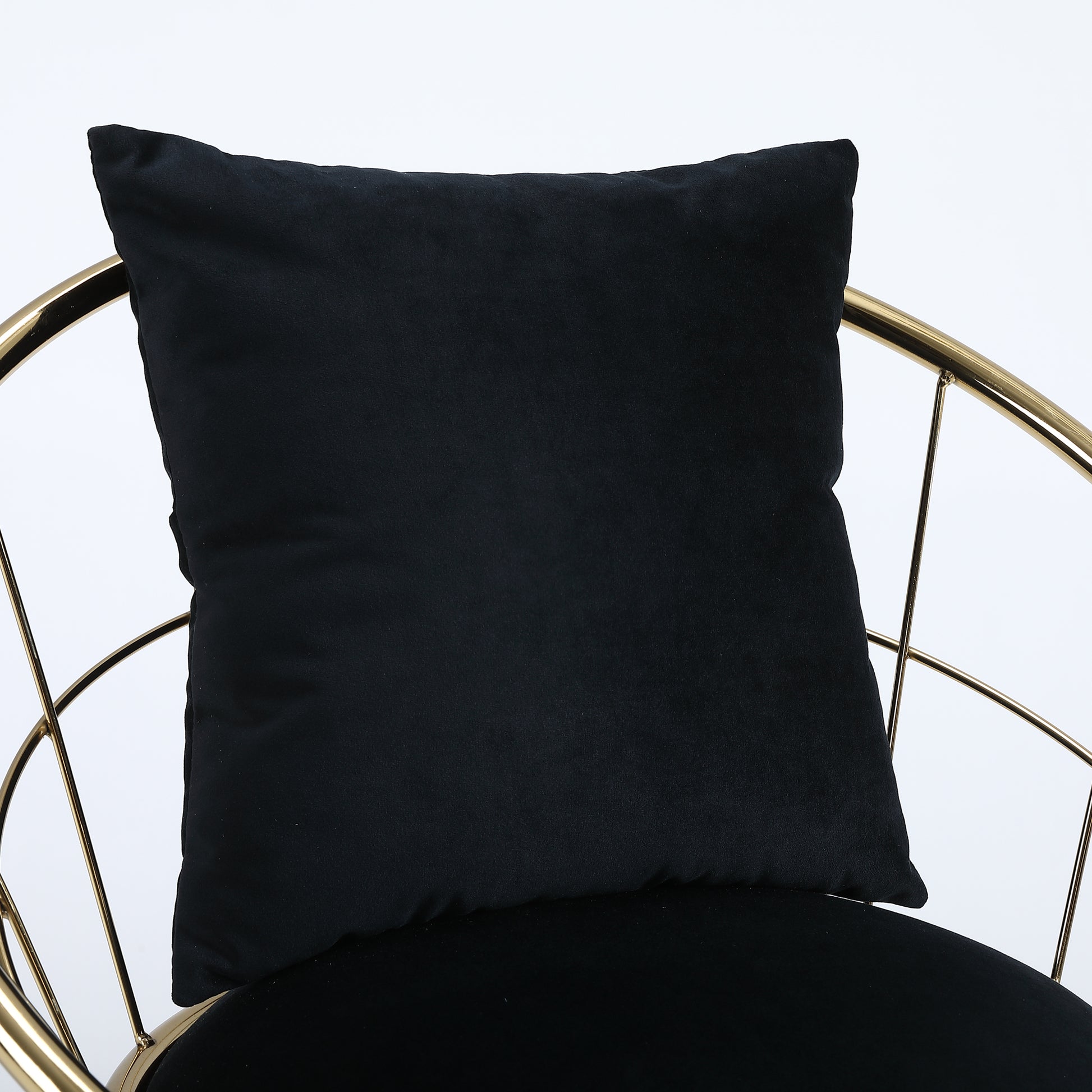 Black Velvet Bar Chair, Pure Gold Plated, Unique Design,360 Degree Rotation, Adjustable Height,Suitable For Dinning Room And Bar,Set Of 2 Black Velvet