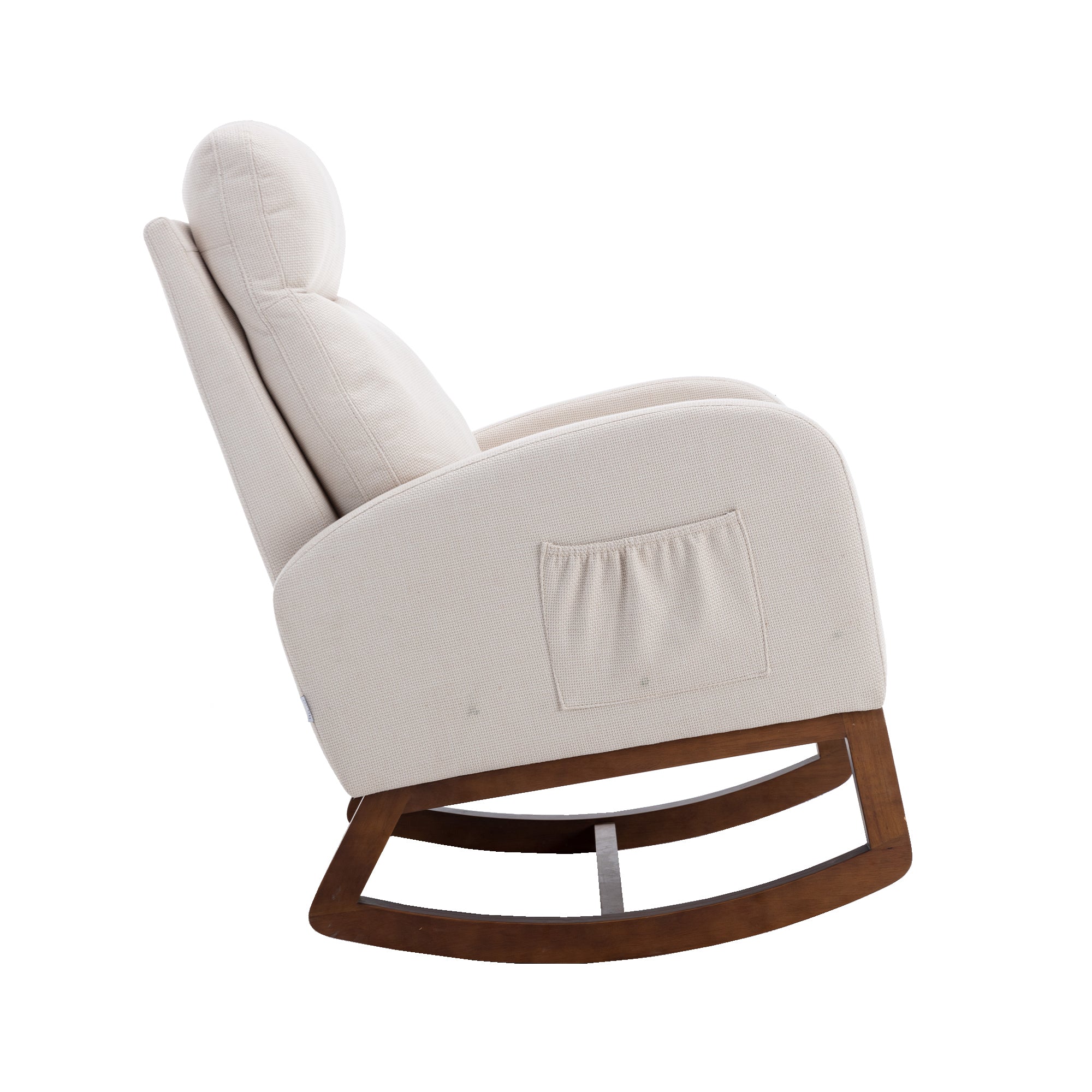 COOLMORE living room Comfortable rocking chair living beige-solid wood