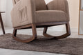 Coolmore Rocking Chair, Modern Glider Chair, Recliner Armchair With Wood Legs And Side Pocket, Nursery Rocking Accent Chair With High Back For Living Room Bedroom Camel Linen Camel Foam Solid Wood