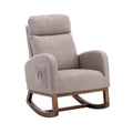 Coolmore Rocking Chair, Modern Glider Chair, Recliner Armchair With Wood Legs And Side Pocket, Nursery Rocking Accent Chair With High Back For Living Room Bedroom Grey Linen Grey Foam Solid Wood