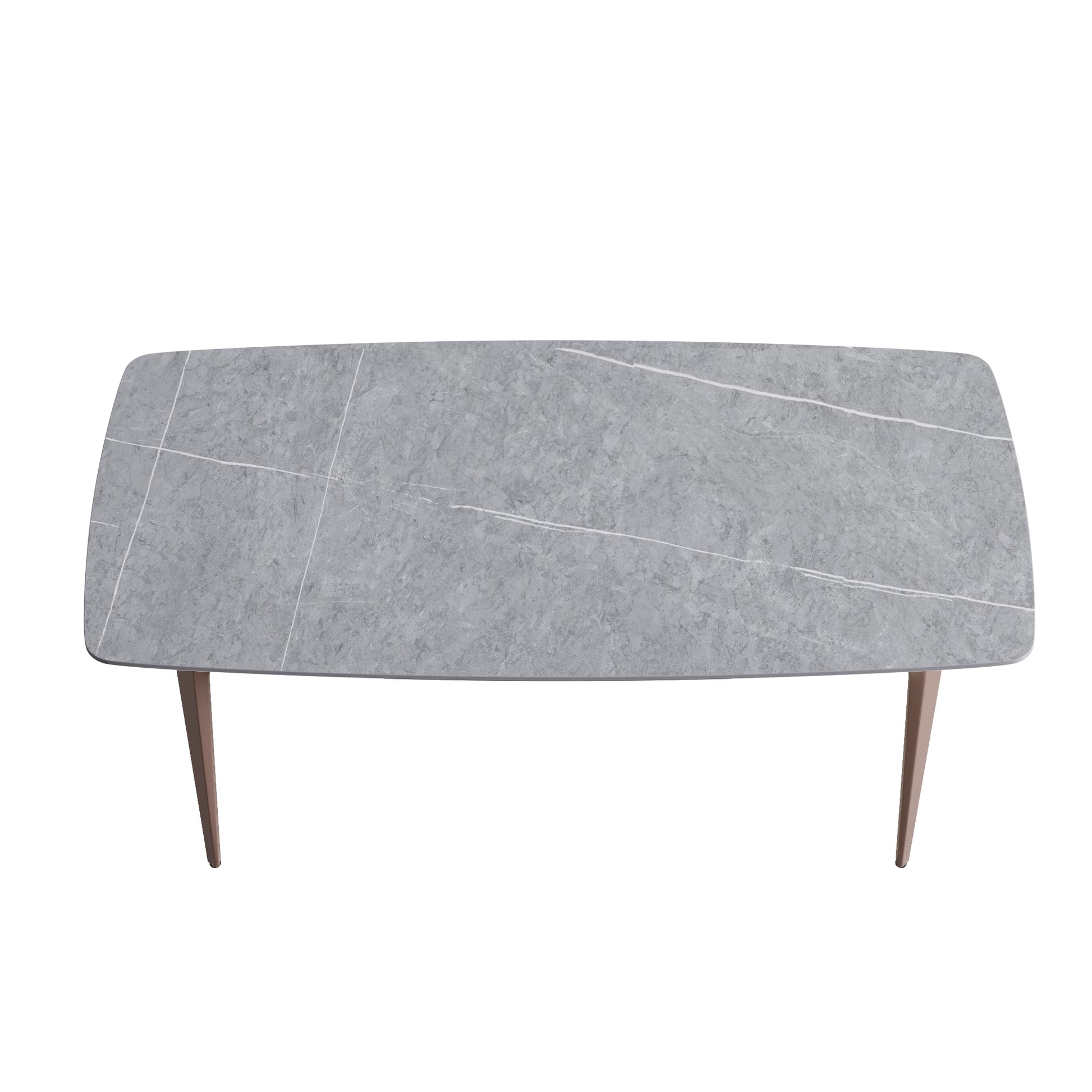 70.87"Modern Artificial Stone Gray Curved Metal Leg Dining Table Can Accommodate 6 8 People Gray Metal Sintered Stone