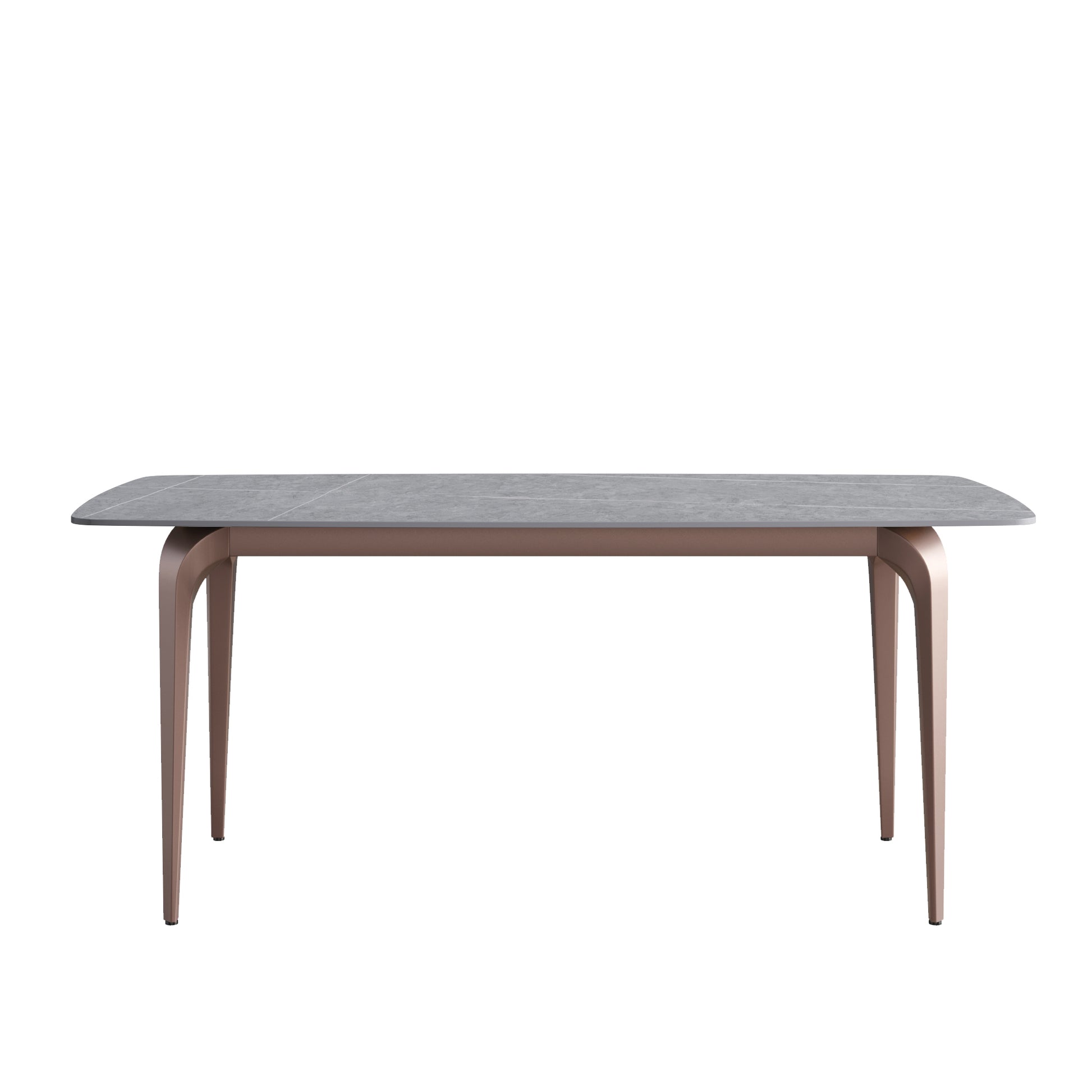 70.87"Modern Artificial Stone Gray Curved Metal Leg Dining Table Can Accommodate 6 8 People Gray Metal Sintered Stone