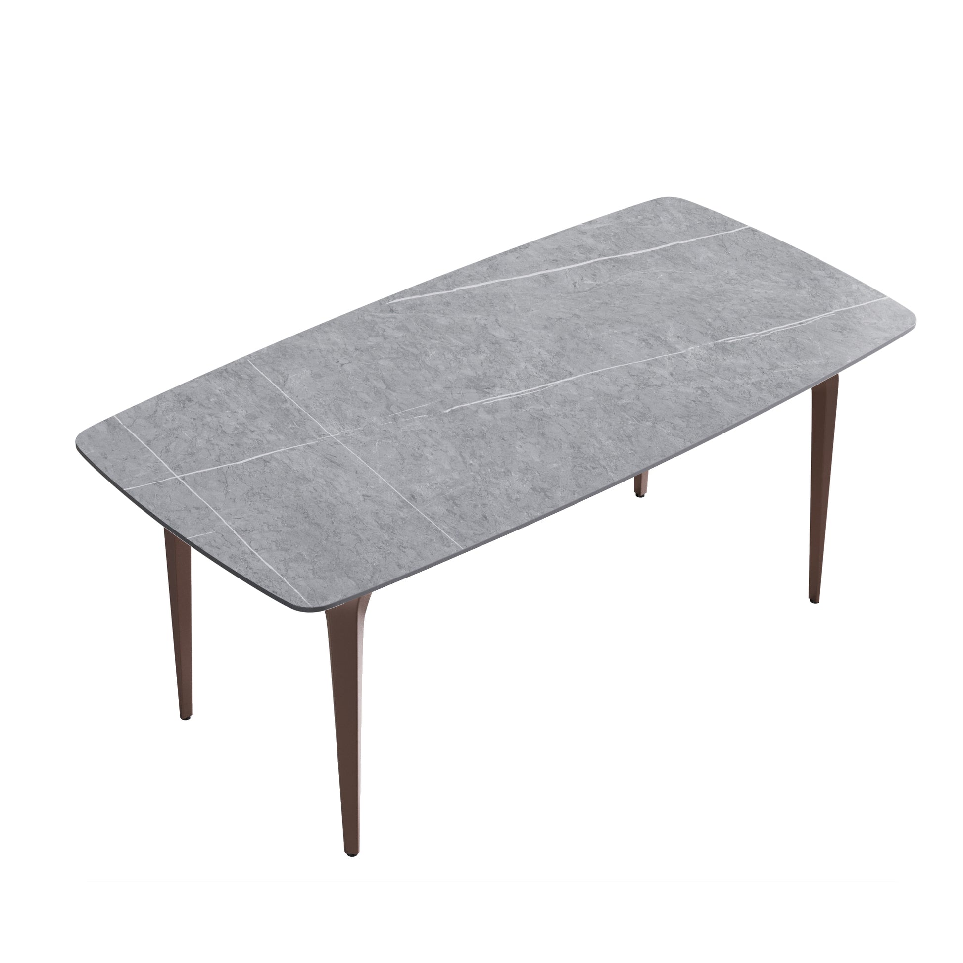 70.87"Modern Artificial Stone Gray Curved Metal Leg Dining Table Can Accommodate 6 8 People Gray Metal Sintered Stone