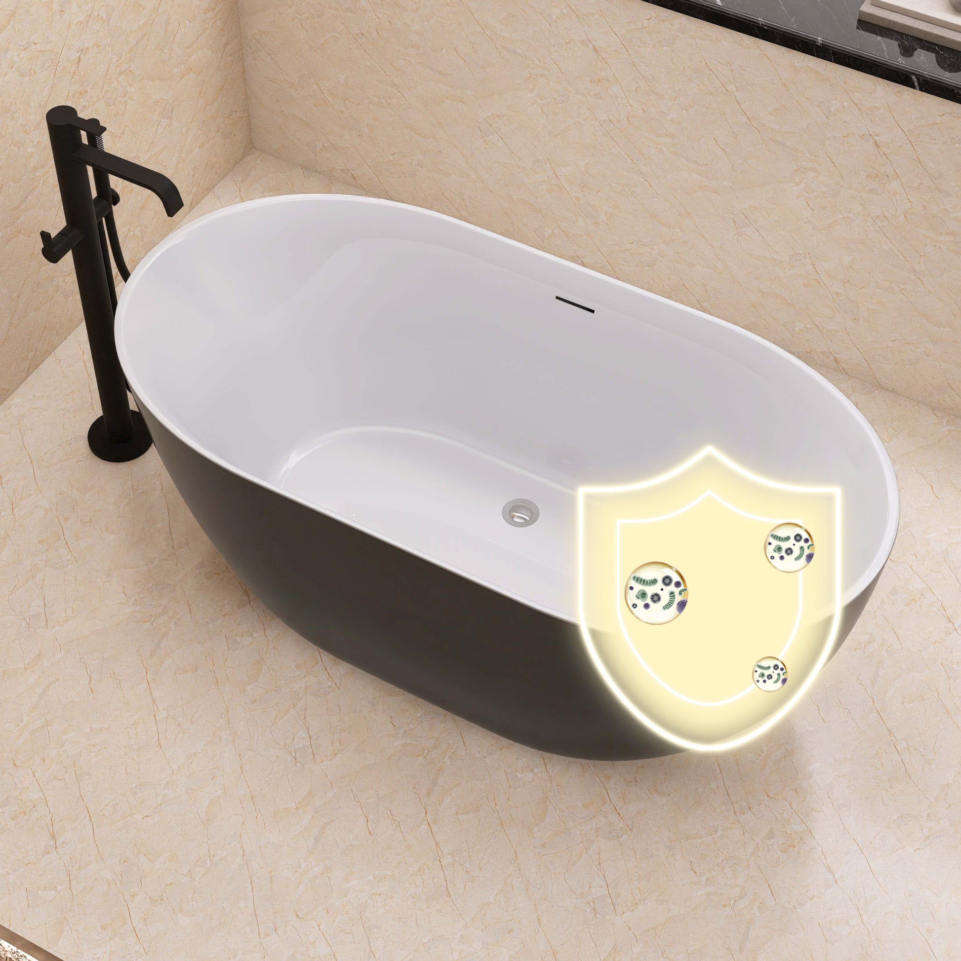 59" Acrylic Free Standing Tub Classic Oval Shape black-oval-bathroom-freestanding
