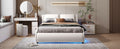 Full Size Upholstered Faux Leather Platform Bed With Led Light Bed Frame With Slatted White Full White Solid Wood