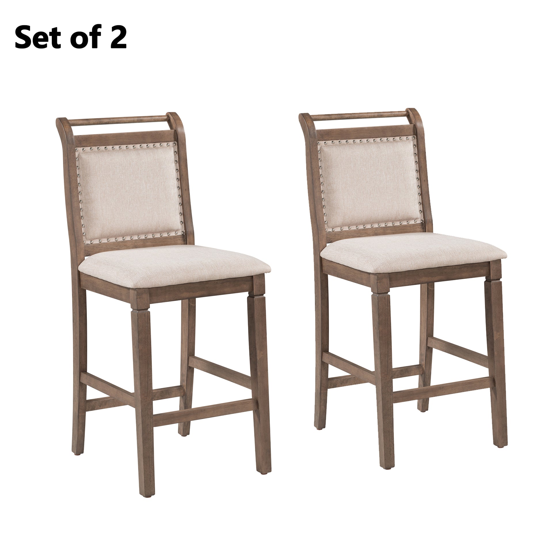 3 Piece Wood Counter Height Drop Leaf Dining Table Set With 2 Upholstered Dining Chairs For Small Place, Brown Brown Wood Dining Room Folding Rubberwood Oval Dining Table With Chair Upholstered Chair Wood Brown Solid Back Seats 2 60 Inches Drop Leaf