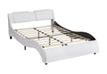 Queen Size Upholstered Faux Leather Platform Bed With Led Light Bed Frame With Slatted White Queen White Solid Wood