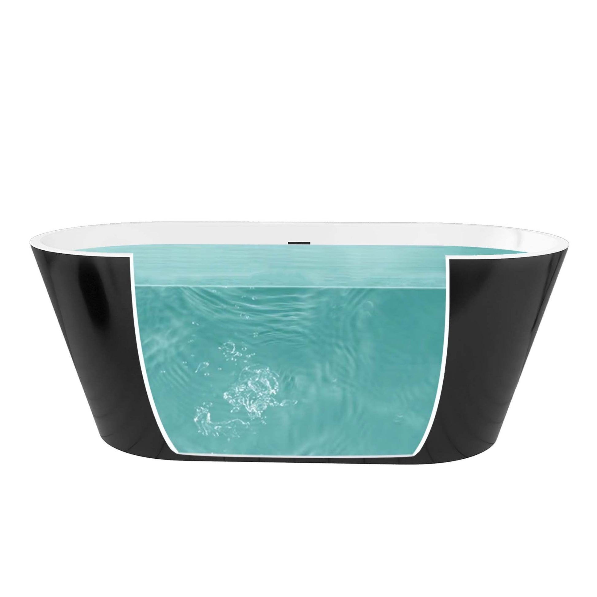 59" Acrylic Free Standing Tub Classic Oval Shape Soaking Tub, Adjustable Freestanding Bathtub With Integrated Slotted Overflow And Chrome Pop Up Drain Anti Clogging Gloss Black Black Oval Bathroom Freestanding Tubs Polished 59 61 In Modern Soaking Center