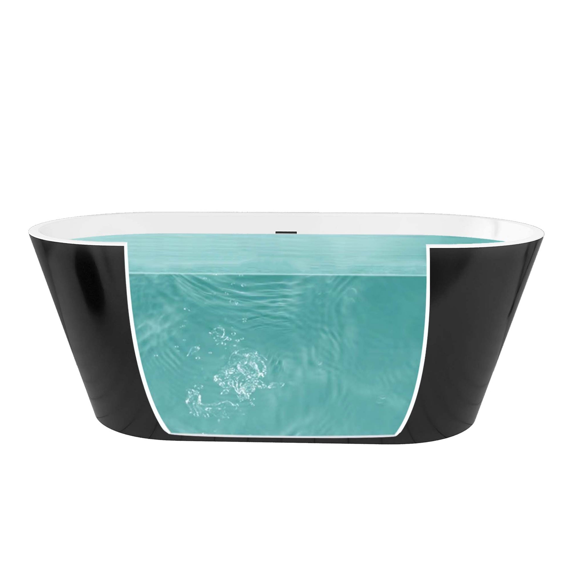 55" Acrylic Free Standing Tub Classic Oval Shape Soaking Tub, Adjustable Freestanding Bathtub With Integrated Slotted Overflow And Chrome Pop Up Drain Anti Clogging Gloss Black Black Oval Bathroom Freestanding Tubs Polished Less Than 59 In Modern Soaking