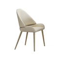 Dining Chair With Pu Leather Beige Color Metal Legs Set Of 2 Beige Foam Metal