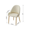 Dining Chair With Pu Leather Beige Color Metal Legs Set Of 2 Beige Foam Metal