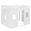 Full Size House Loft Bed With Ladder White Full White Solid Wood