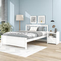 Full Bed With Headboard And Footboard For Kids, Teens, Adults,With A Nightstand ,White White Pine