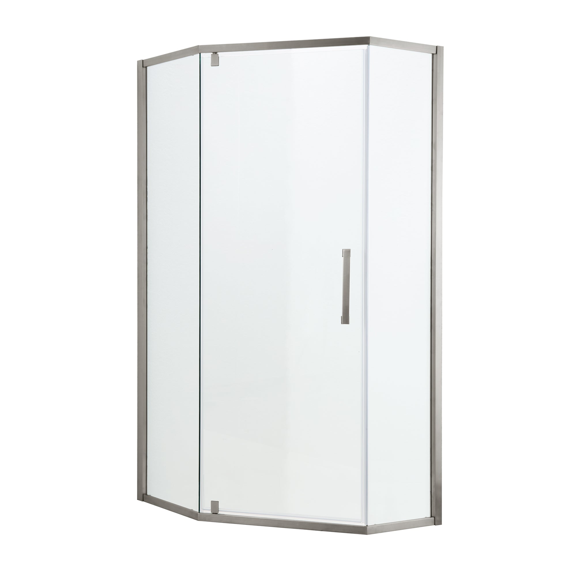 Shower Door 34 1 8" X 72" Semi Frameless Neo Angle Hinged Shower Enclosure, Brushed Nickel Brushed Nickel Glass