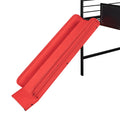 Metal House Bed With Slide, Twin Size Metal Loft Bed With Two Sided Writable Wooden Board Black And Red Black Metal