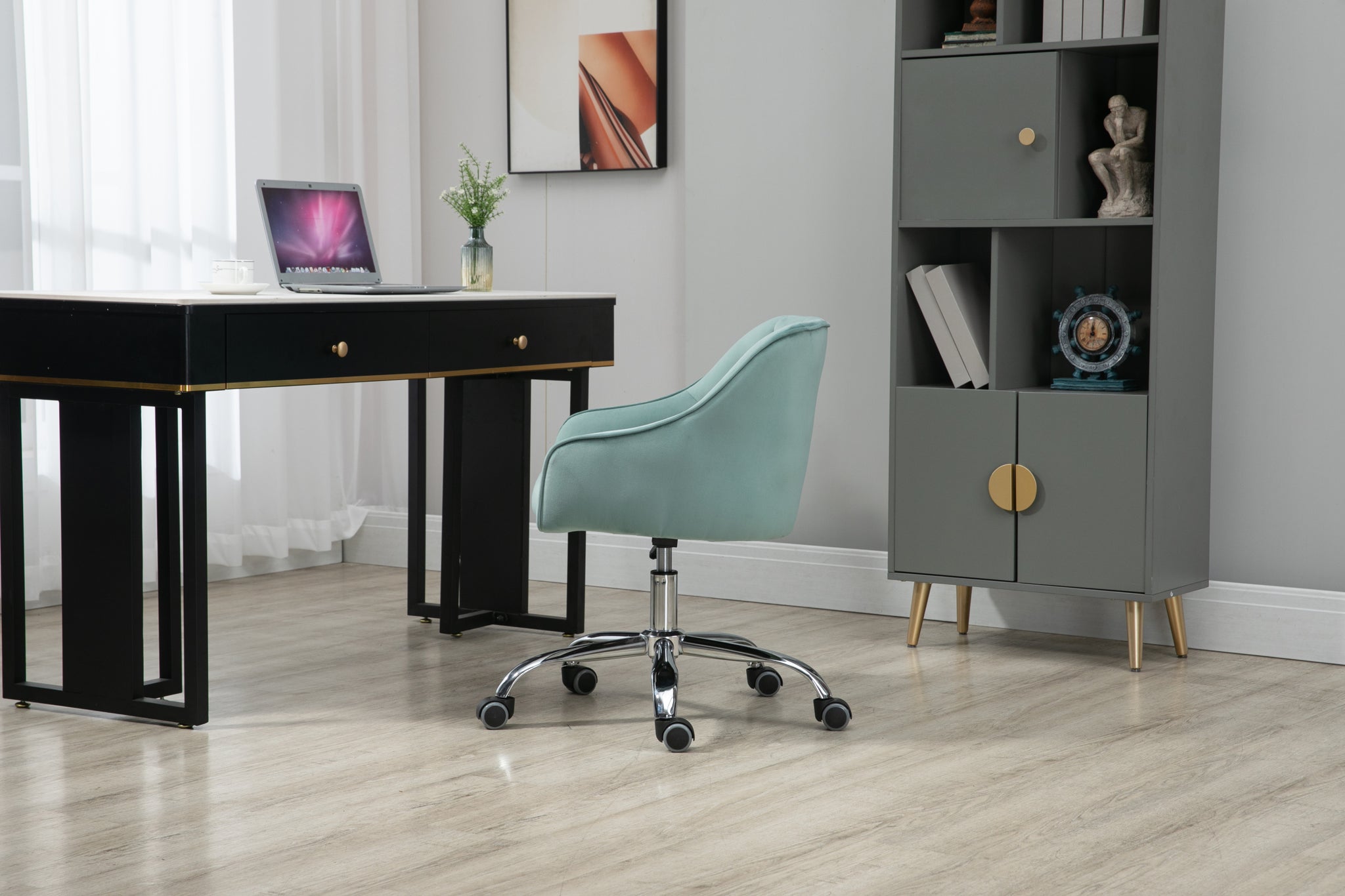 COOLMORE Swivel Shell Chair for Living Room Modern mint green-metal