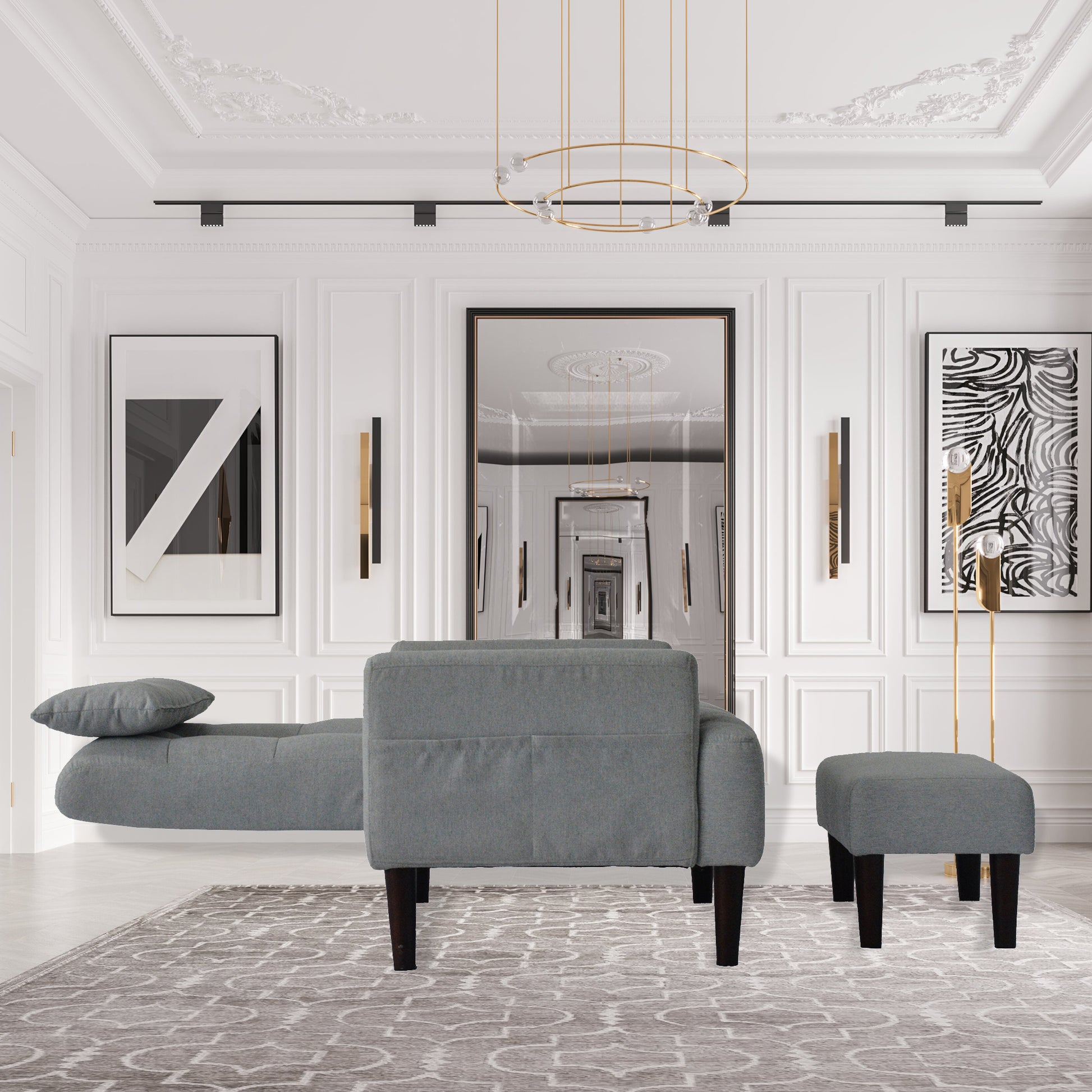 Redde Boo Modern Living Room Leisure Sofa Chair Design Gray Fabric Home Adjustable Cozy Soft Chair Cream White Modern Foam Fabric