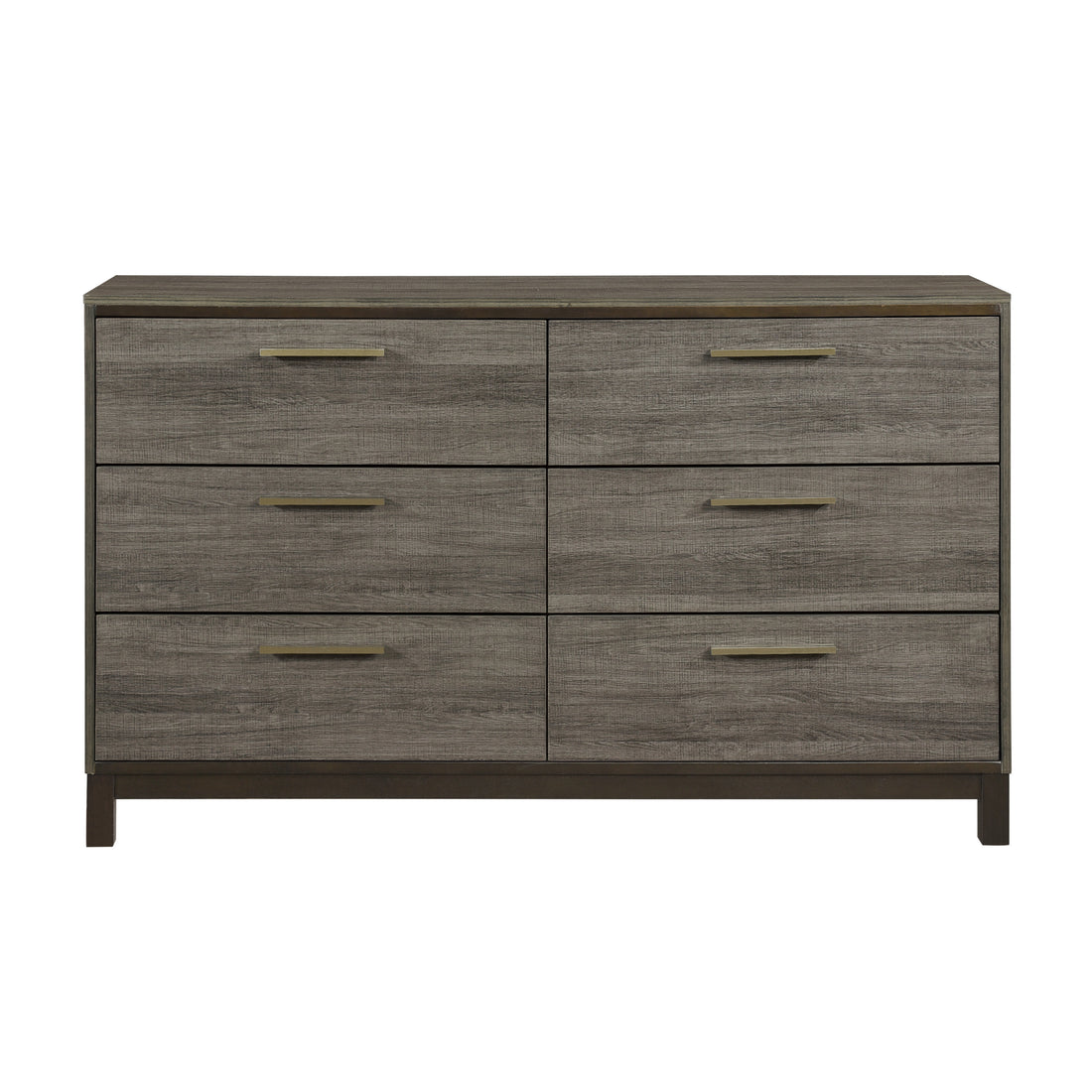 Contemporary Styling 1Pc Dresser Of 6X Drawers With Antique Bar Pulls Two Tone Finish Wooden Bedroom Furniture Brown Mix 5 Drawers & Above Bedroom Contemporary Wood