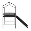 Metal House Bed With Slide, Twin Size Metal Loft Bed With Two Sided Writable Wooden Board Black Black Metal