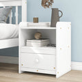 Full Bed With Headboard And Footboard For Kids, Teens, Adults,With A Nightstand ,White White Pine