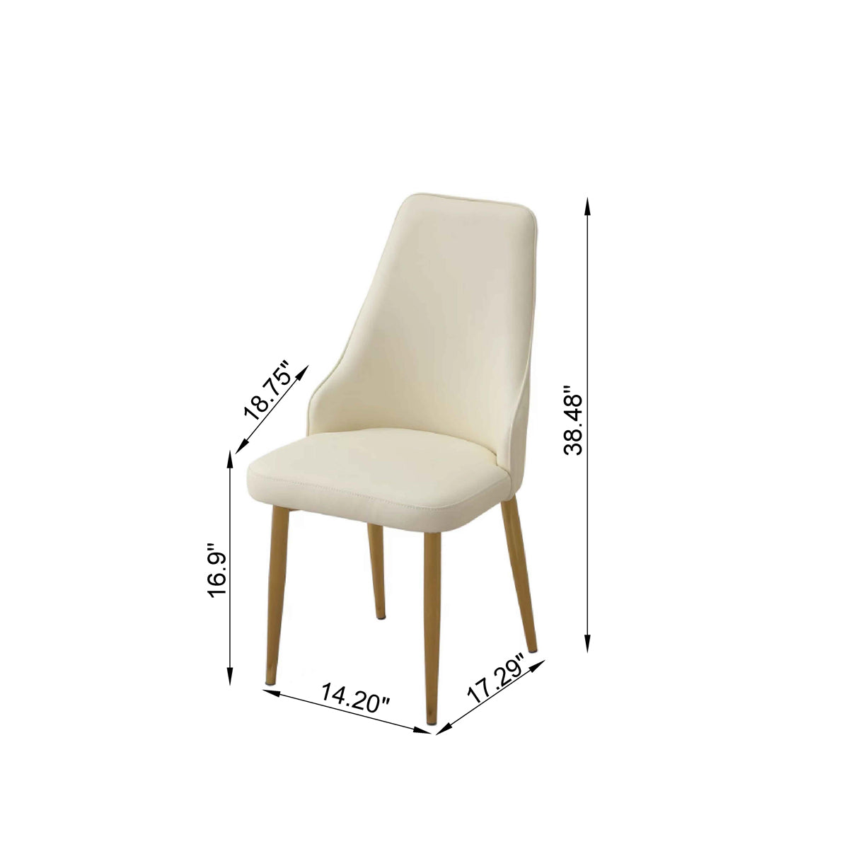 Dining Chair With Pu Leather White Strong Metal Legs Set Of 2 White Pu Leather