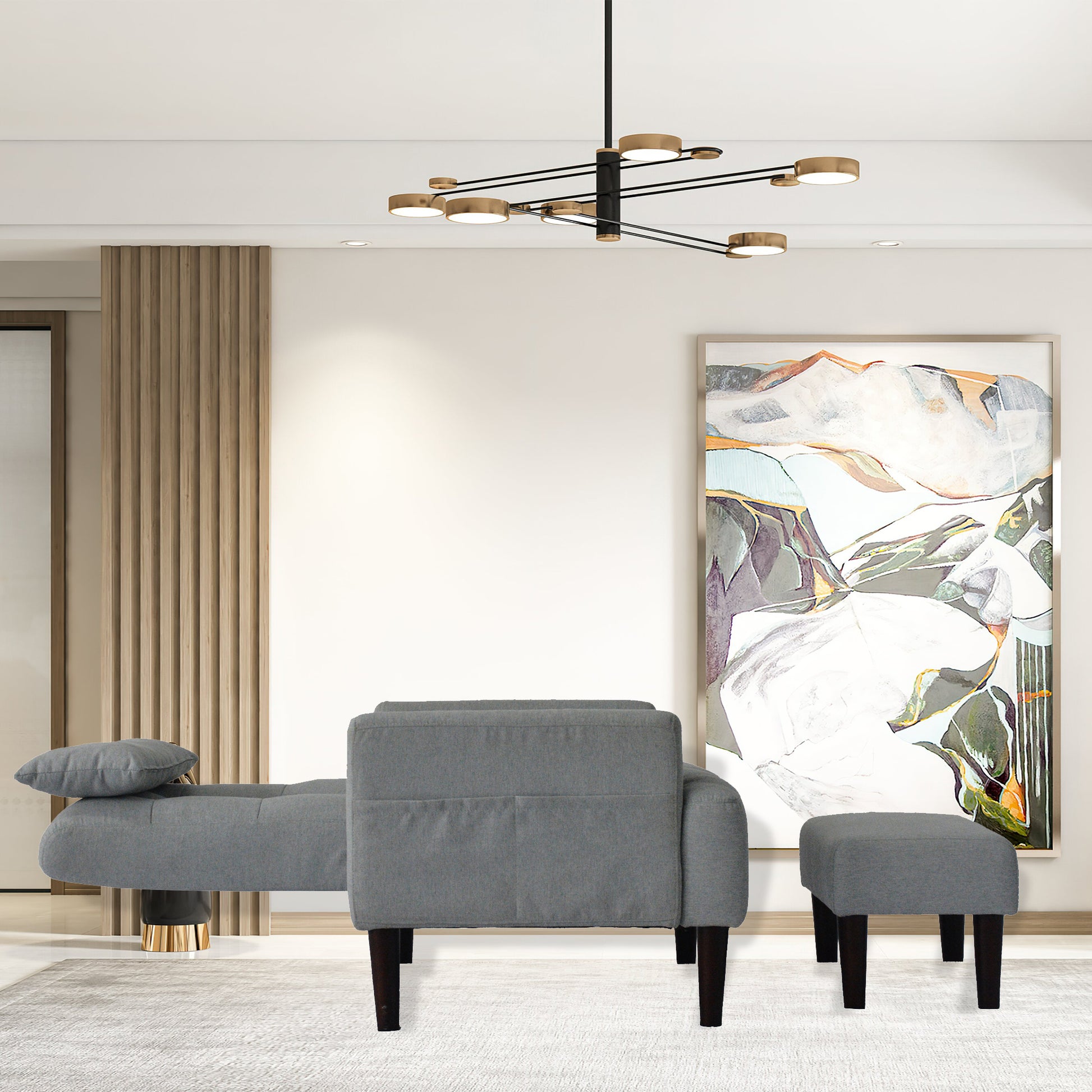 Redde Boo Modern Living Room Leisure Sofa Chair Design Gray Fabric Home Adjustable Cozy Soft Chair Cream White Modern Foam Fabric