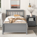Twin Bed With Headboard And Footboard For Kids, Teens, Adults,With A Nightstand,Grey Twin Grey Pine