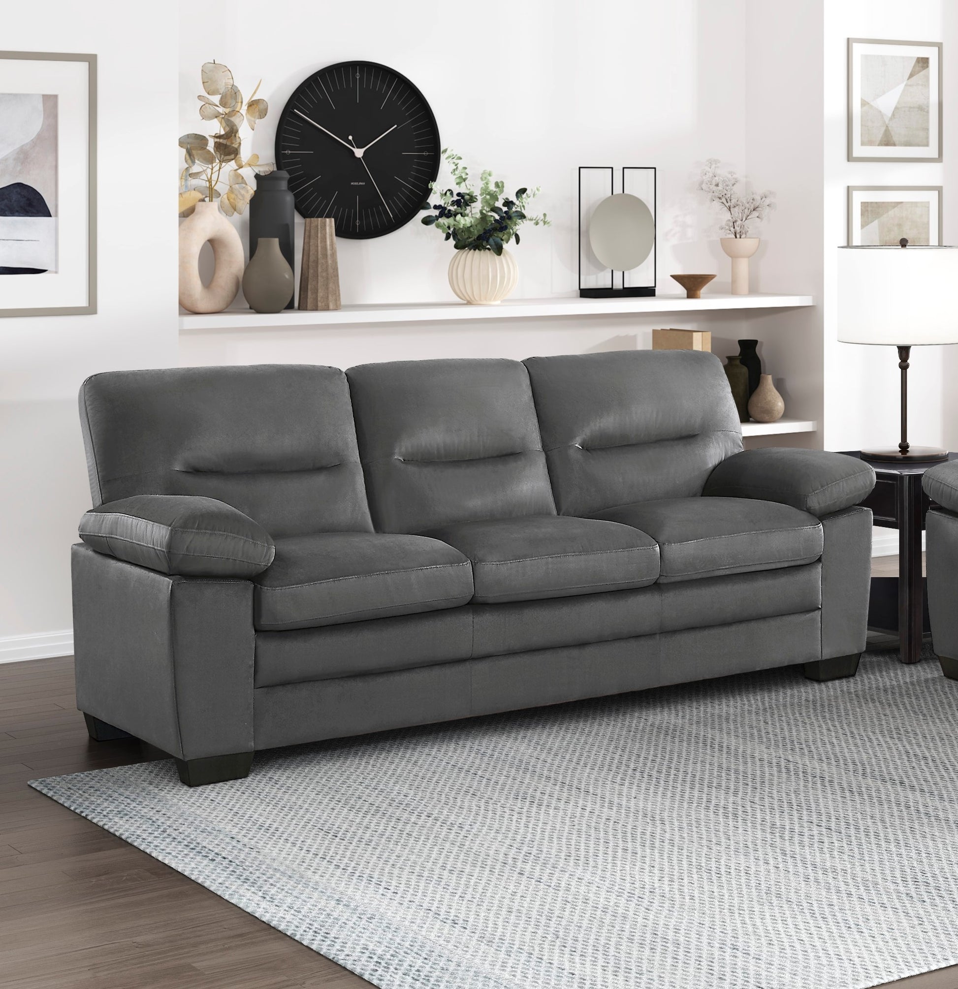 Modern Sleek Design Living Room Furniture 1Pc Sofa Dark Gray Fabric Upholstered Comfortable Plush Seating Dark Gray Primary Living Space Modern Fabric