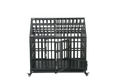 Heavy Duty Dog Cage Pet Crate With Roof Black Carbon Steel