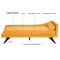 Right Square Arm Reclining Chaise Lounge Yellow Fabric