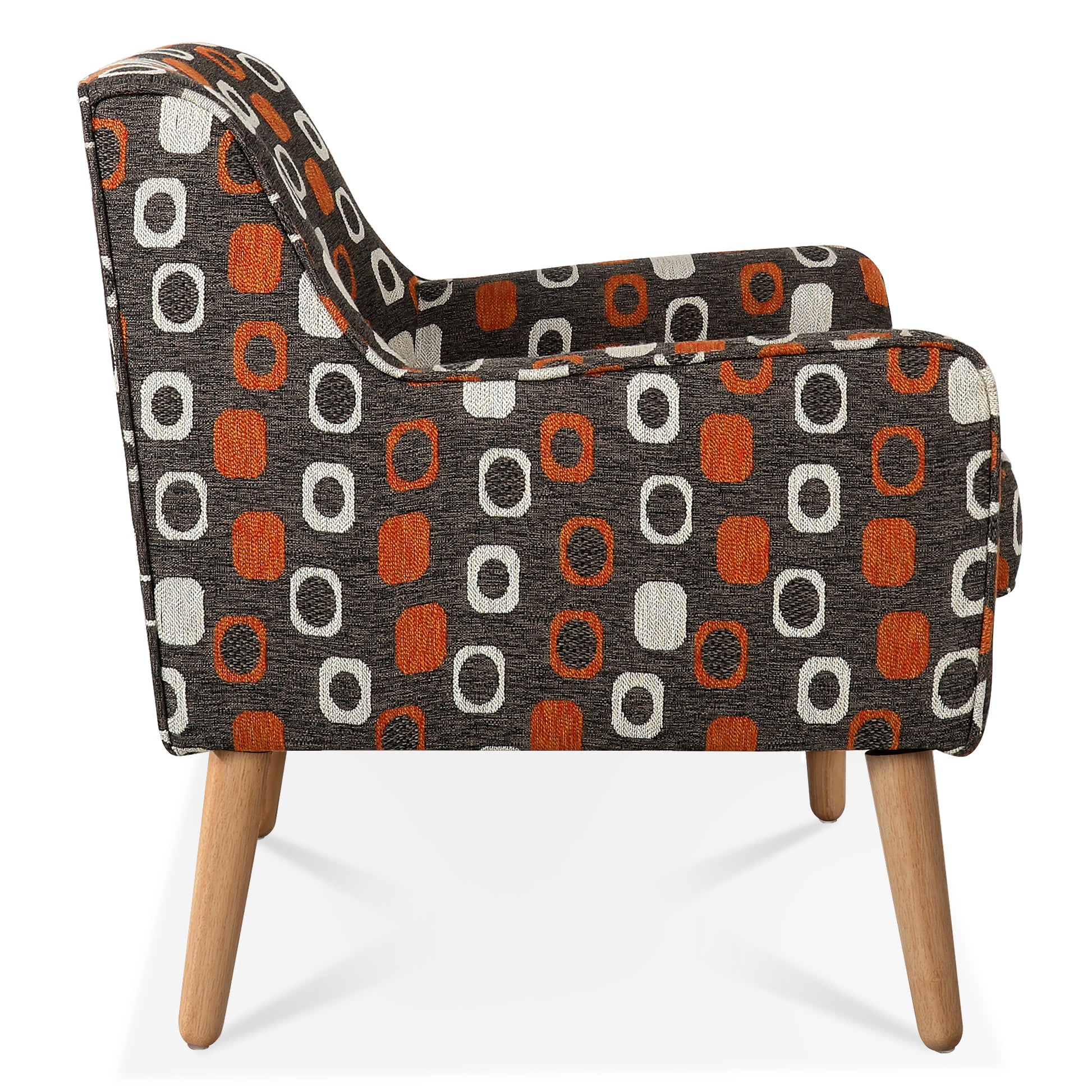 Accent Chair For Living Room Brown Mix Polyester Fabric