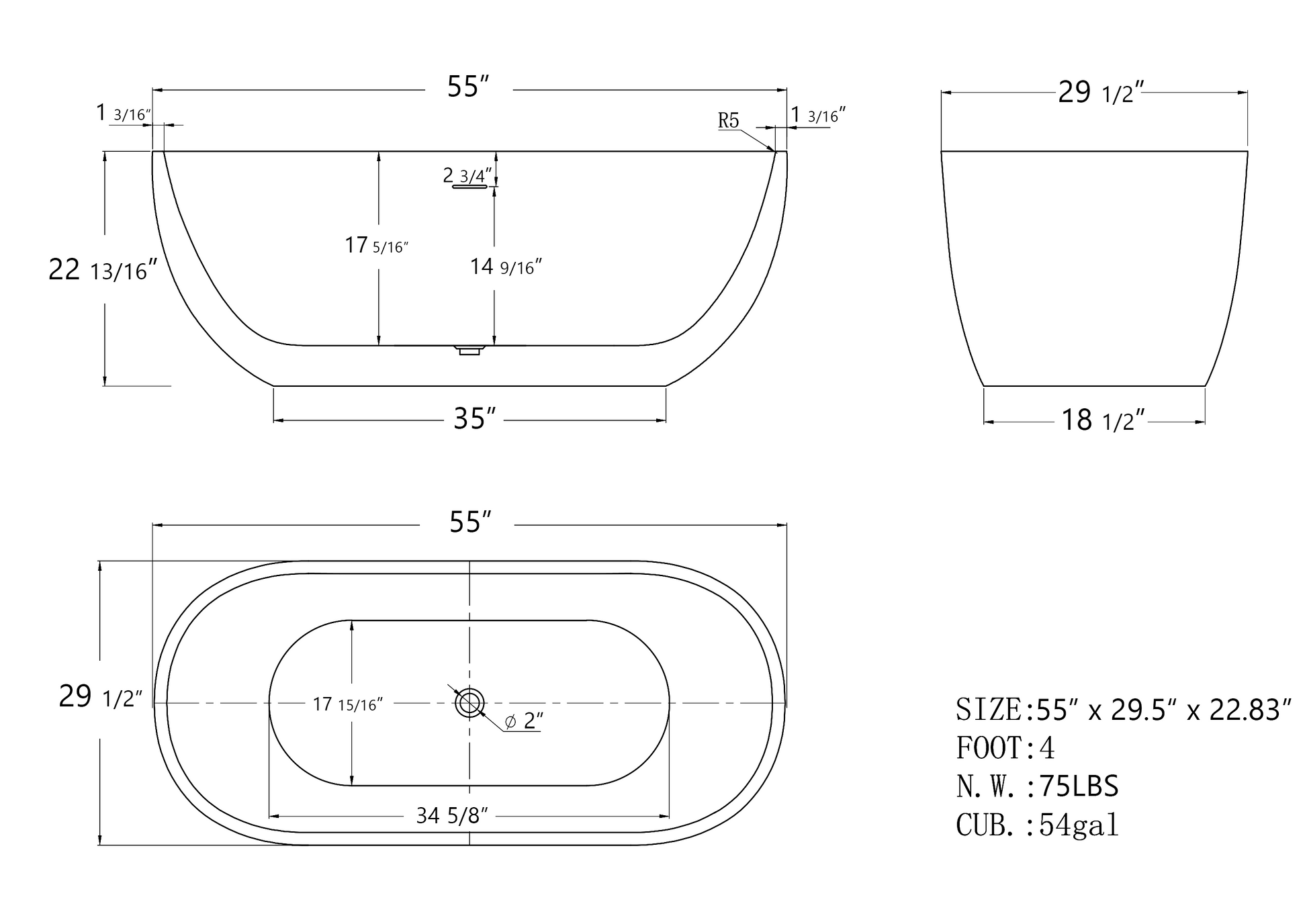 55" Acrylic Free Standing Tub Classic Oval Shape Soaking Tub, Adjustable Freestanding Bathtub With Integrated Slotted Overflow And Chrome Pop Up Drain Anti Clogging Gloss White Gloss White Oval Bathroom Freestanding Tubs Polished Less Than 59 In Modern