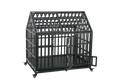 Heavy Duty Dog Cage Pet Crate With Roof Black Carbon Steel