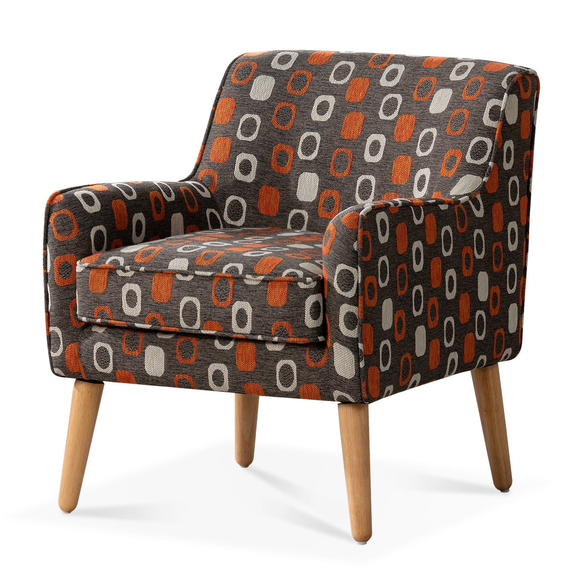 Accent Chair For Living Room Brown Mix Polyester Fabric