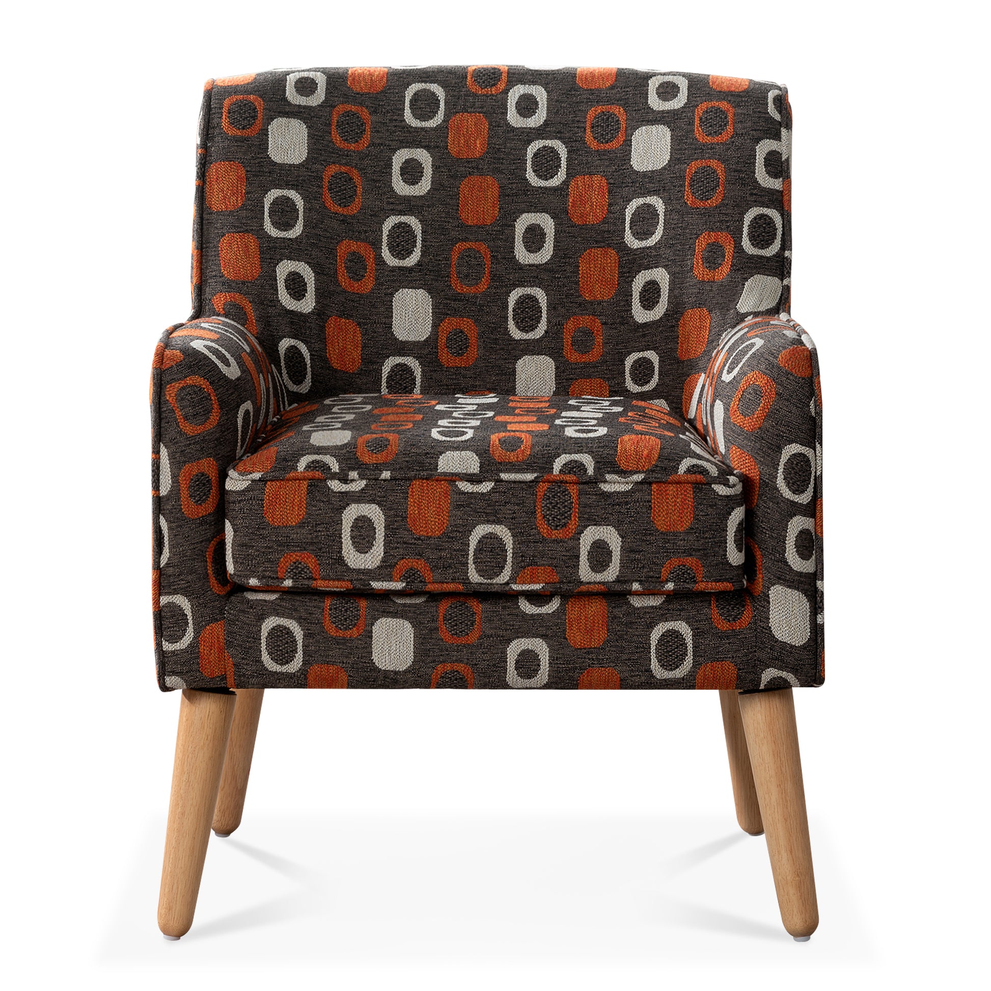 Accent Chair For Living Room Brown Mix Polyester Fabric