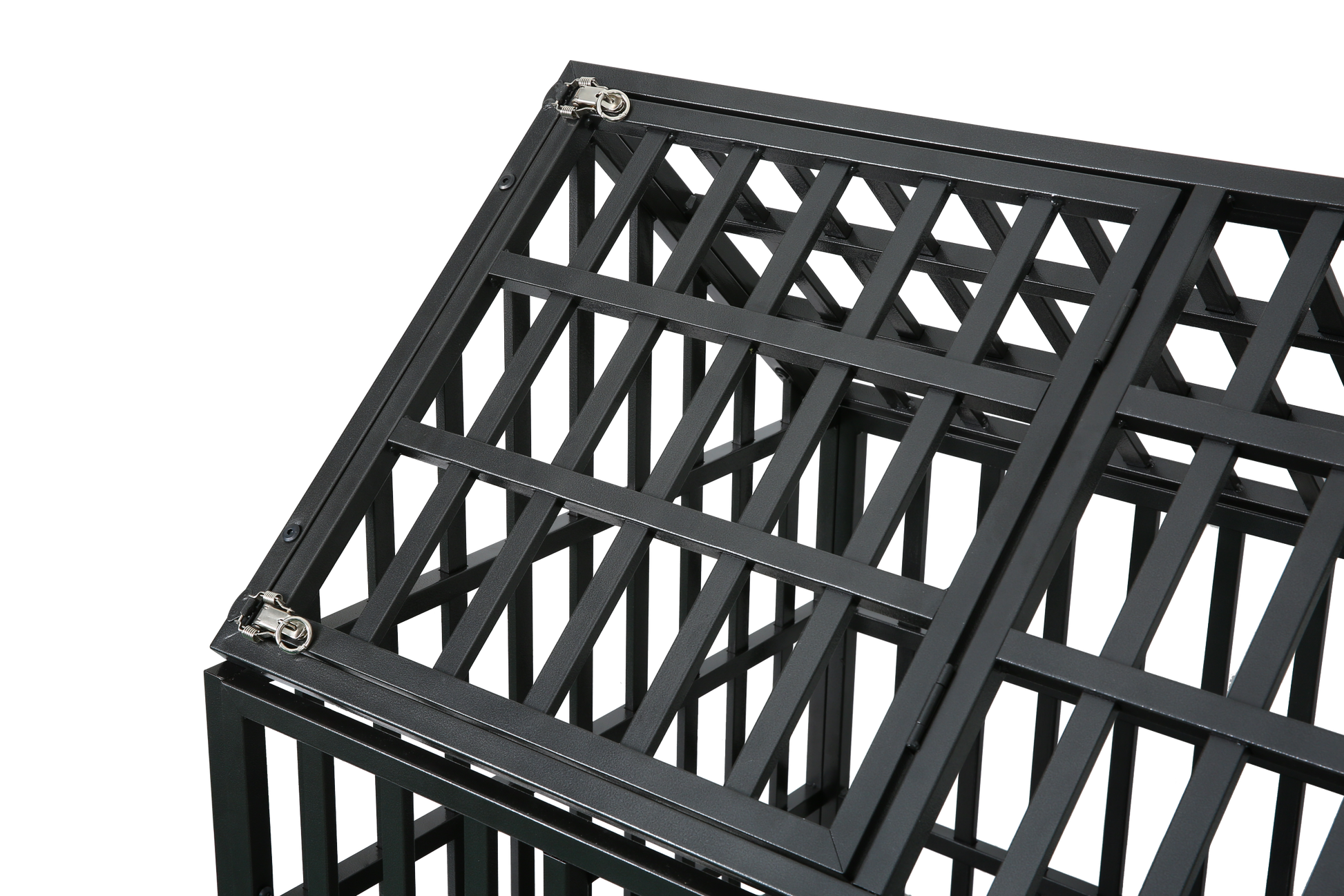 Heavy Duty Dog Cage Pet Crate With Roof Black Carbon Steel