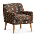 Accent Chair For Living Room Brown Mix Polyester Fabric