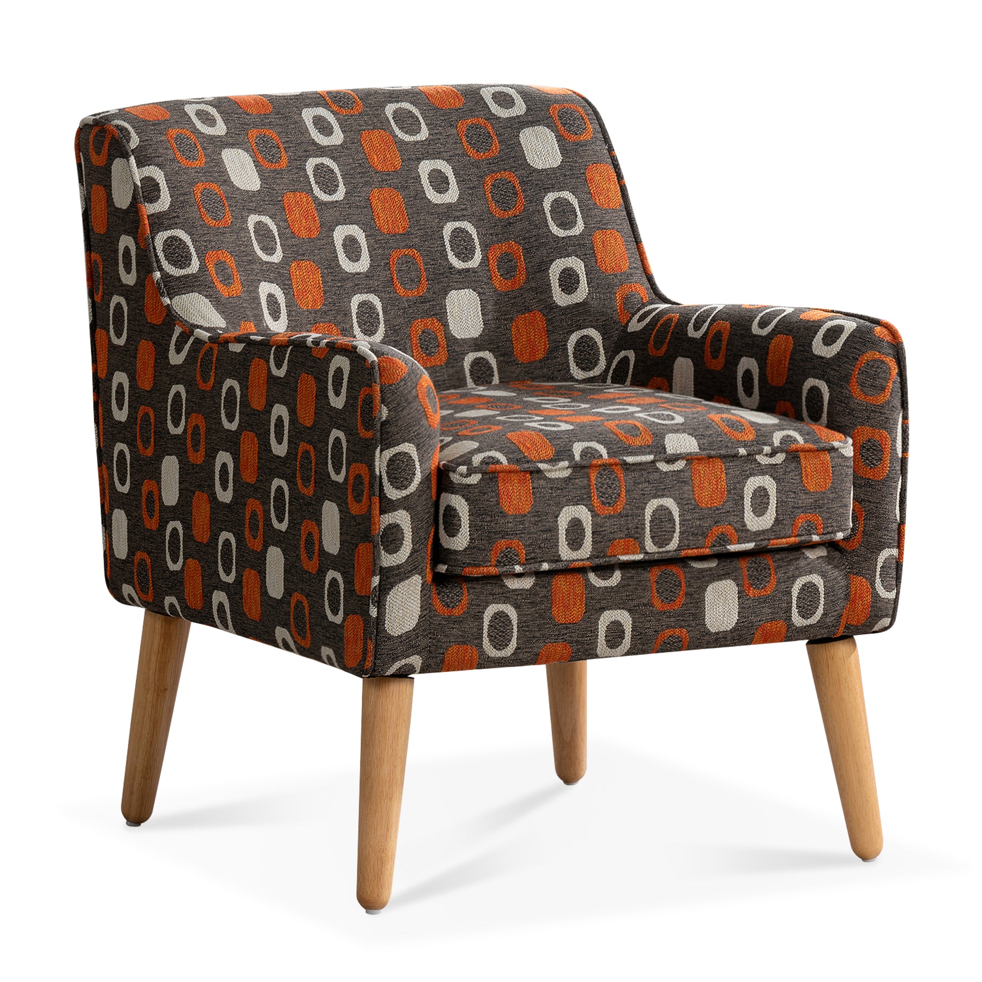 Accent Chair For Living Room Brown Mix Polyester Fabric