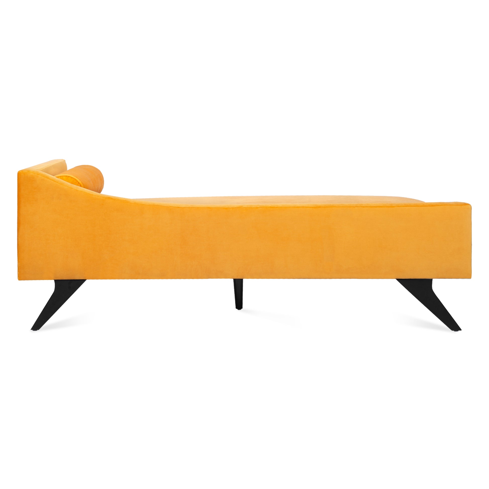 Right Square Arm Reclining Chaise Lounge Yellow Fabric